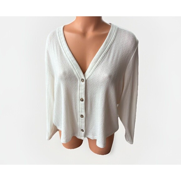 Maurices Dainty Ivory Cardigan Sweater Size 1X Plus Lightweight Button Front Box - Picture 1 of 6